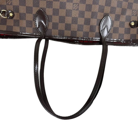 Authentic✅ LOUIS VUITTON Damier Ebene Neverfull MM Tote Bag Red - Picture 9 of 16